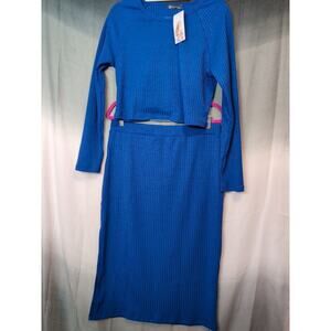 Pretty Garden Woman's 2 Pc.Long Sleeve Cropped Top And Skirt Size XL (312)